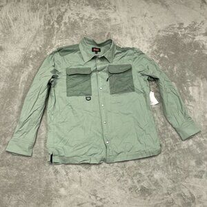 Bass Outdoor Stretchy Worker Shirt M Lilly Pad Green Cotton/Spandex NWT